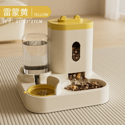 2-in-1 Large Capacity Cat Automatic Feeder, Water Dry Wet Separation Design No Battery Required - For Cats Small Dogs