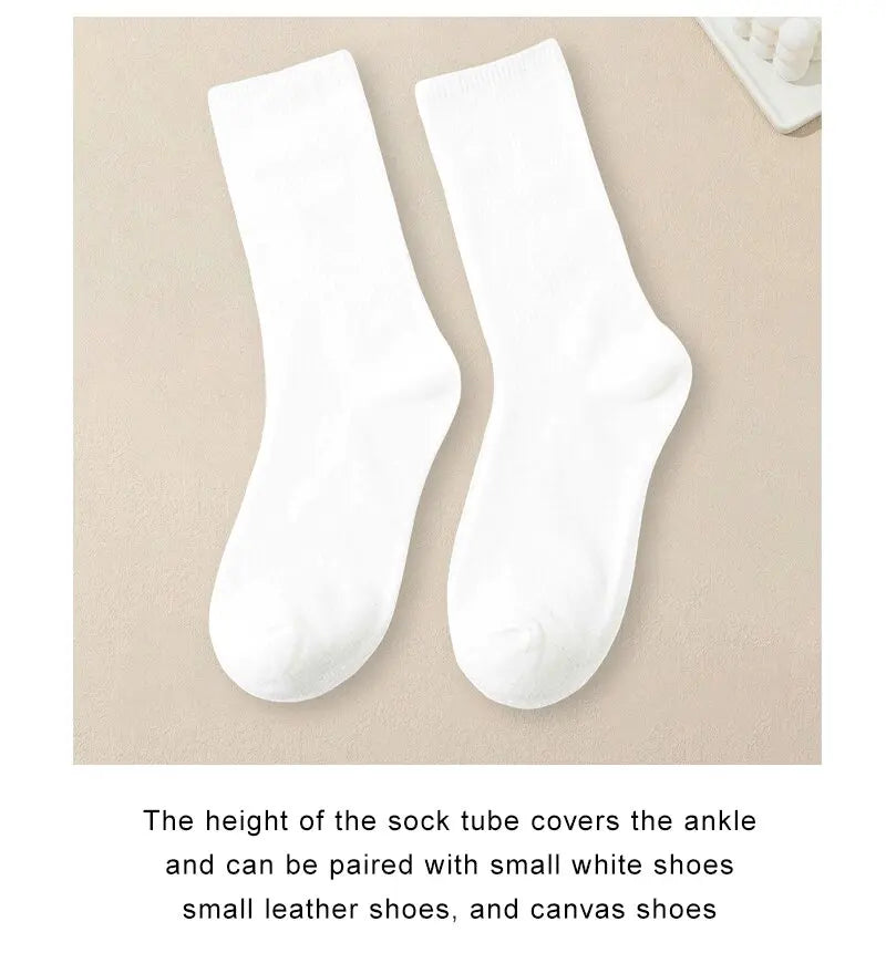 1/510 Pairs Women Solid Color Socks Simple Versatile Fashionable Socks Antibacterial Odor Resistant Breathable Comfortable Socks