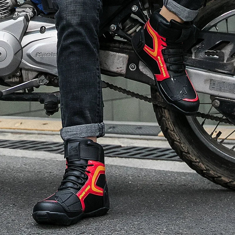 Andningsbara motorcykelstövlar i elastan för herrar