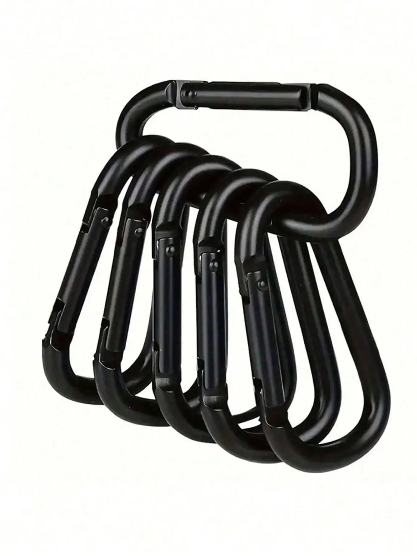 6Pcs-10PCS Black Aluminum Carabiner Clips D-Ring Spring Gate Keychain Hooks for Outdoor Camping Hiking