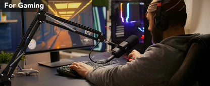 NearStream USB XLR Kondensatormikrofon med Bomarm Set för Streaming Podcast Studio
