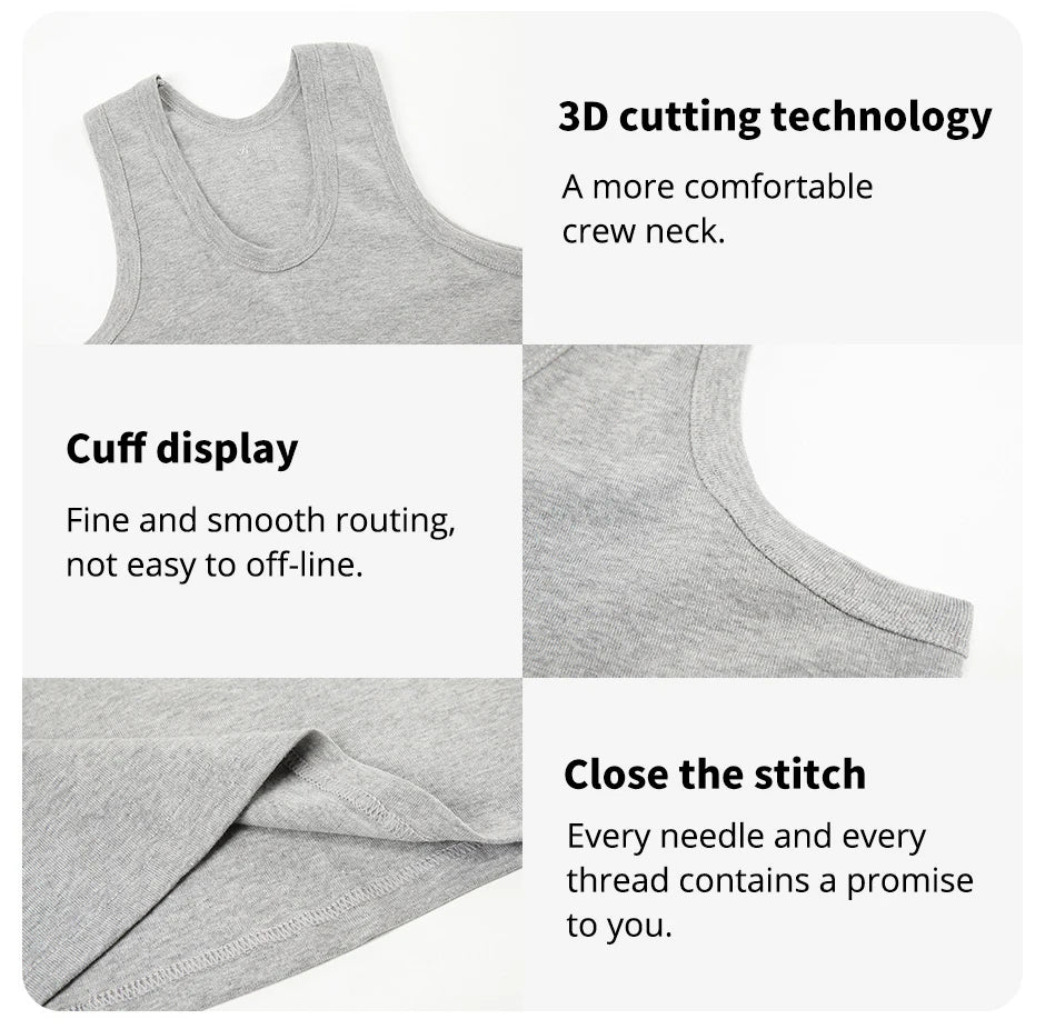 1/3/5 pcs Men's Cotton Sleeveless Thin Vest Young Men's Wide-shouldered Sports Fitness Slim Vest Thin Joker Tight Vest Breathabl