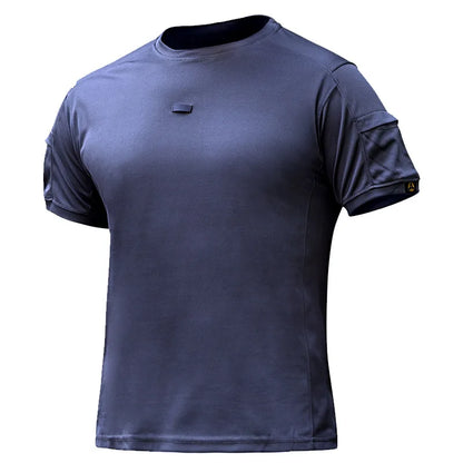 Men's 2026 Crew Neck Tactical T-Shirt With Pocket Summer Outdoor Training Tee Quick Dry Breathable Wear Resistant Sports Top