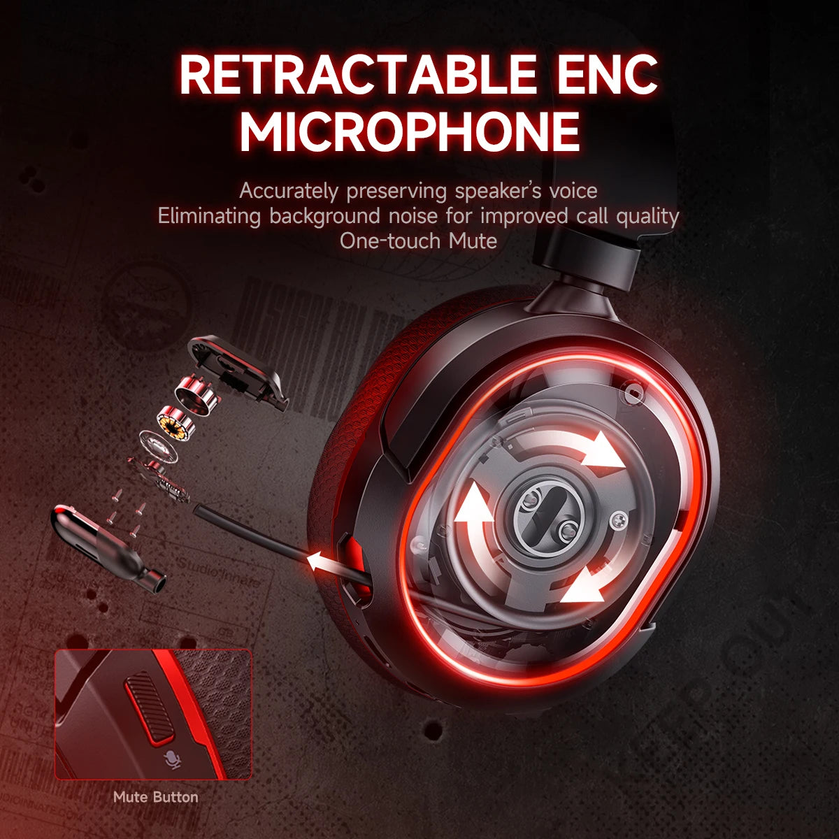 Picun G2 Trådlöst Gaming Headset – Bluetooth 2.4GHz 7.1 Surround 5ms ENC 100h 1000mAh AAC CE/FCC/RoHS PS4 PS5 PC Switch