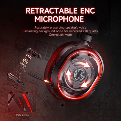 Picun G2 2.4GHz Bluetooth Wireless Gaming Headset For PC PS4 PS5 Phone Switch 5ms Low Latency 7.1 Surround Wired Headset ENC Mic