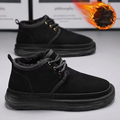 New Winter Snow Boots Men Plush Warm Men Boots Suede Leather Ankle Boot Comfortable Light Couple Cold Protection Sneakers