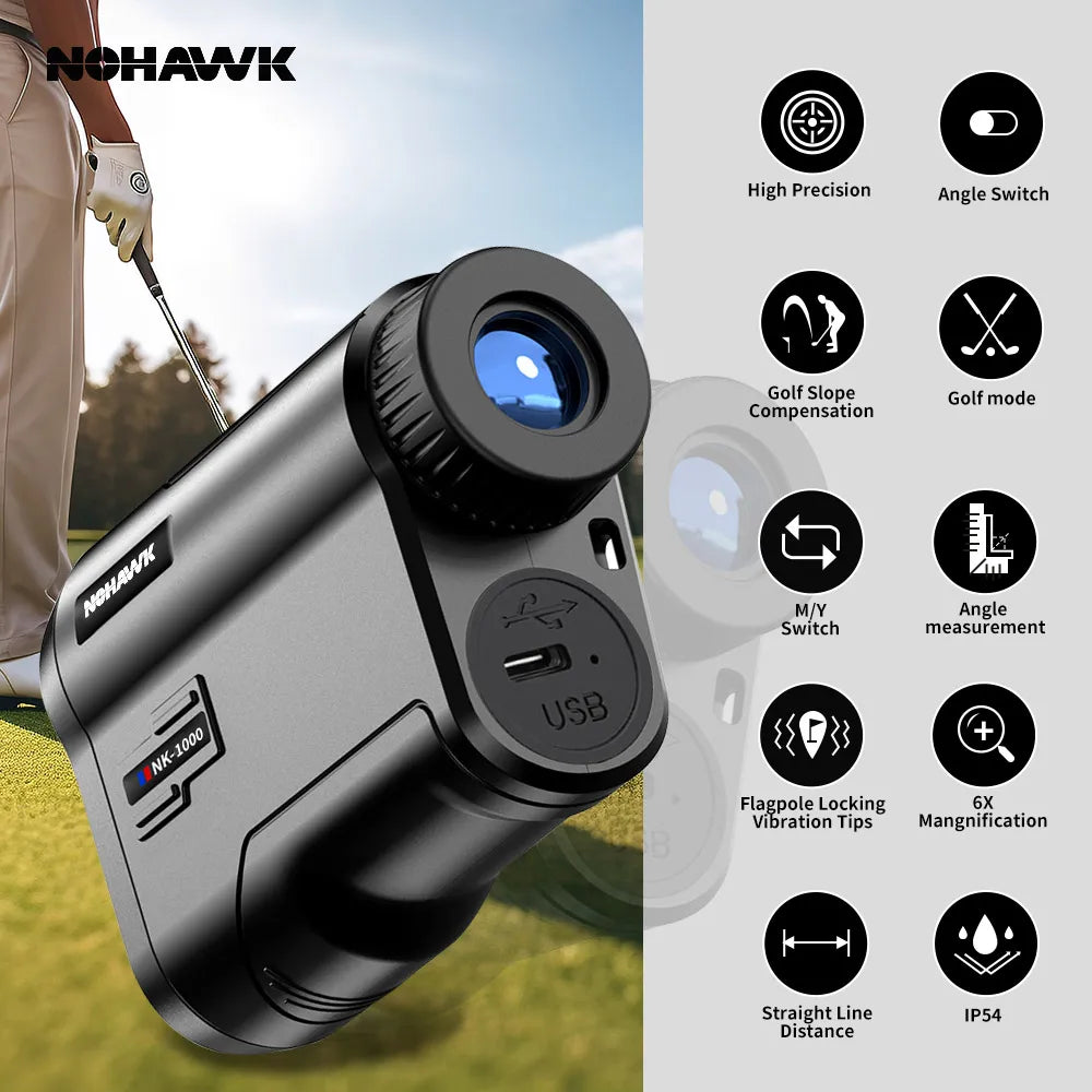 Nohawk laseravståndsmätare för golf med slope, flagglåsning och USB-C