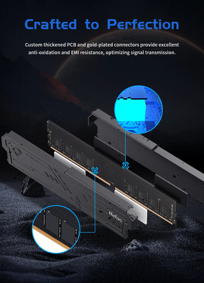 Netac Memory RAM 8G 16G 8Gx2 16Gx2 DDR4 288Pin UDIMM 3200MHz 3600MHz Support XMP2.0 DDR5 4800MHz Dual Channel RAM for Desktop PC