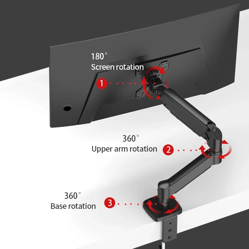 Single Monitor Arm Desk Mount for 17" to 32" Screen, Maximum load capacity 10KG Full Motion Articulating, Clamp and Grommet Base