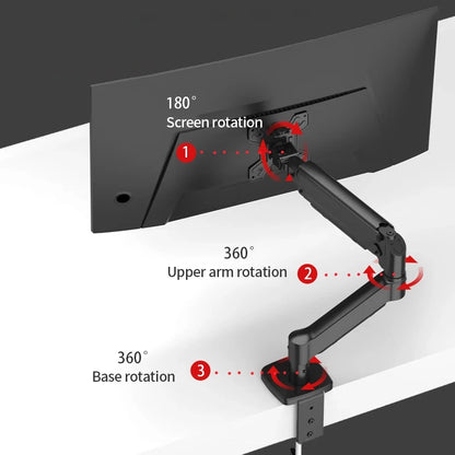 Single Monitor Arm Desk Mount for 17" to 32" Screen, Maximum load capacity 10KG Full Motion Articulating, Clamp and Grommet Base