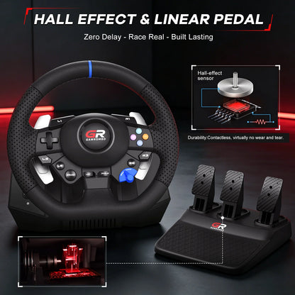Racing Wheel Simulator For PS5/PS4/PC RGB Gaming Steering Wheel 270°&900° Volante Adjustment Macro Hall 3-Pedal Gear Lever Set