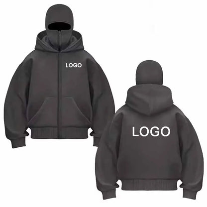 Hoodie Dubbelhuva & Ninja-mask Eget Tryck – Dragkedja | Reklamkläder & Profilprodukter