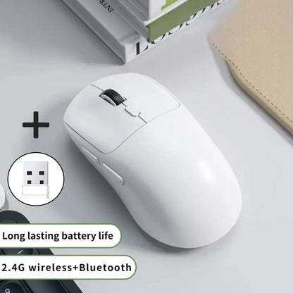 Trådlös Ergonomisk Mus 3-läges Bluetooth + 2,4G USB – Tyst 6 Knappar 1800 DPI Laddningsbar Kontor Gaming, Vit/Röd/Svart