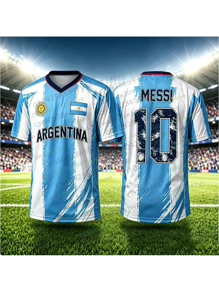 2026 Special Messi 10 Football Jersey Tee Shorts Set Women Men Harajuku Argentina Fans Shirt and Shorts Summer Kids 2 Piece Set