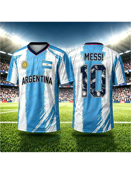2026 Special Messi 10 Football Jersey Tee Shorts Set Women Men Harajuku Argentina Fans Shirt and Shorts Summer Kids 2 Piece Set