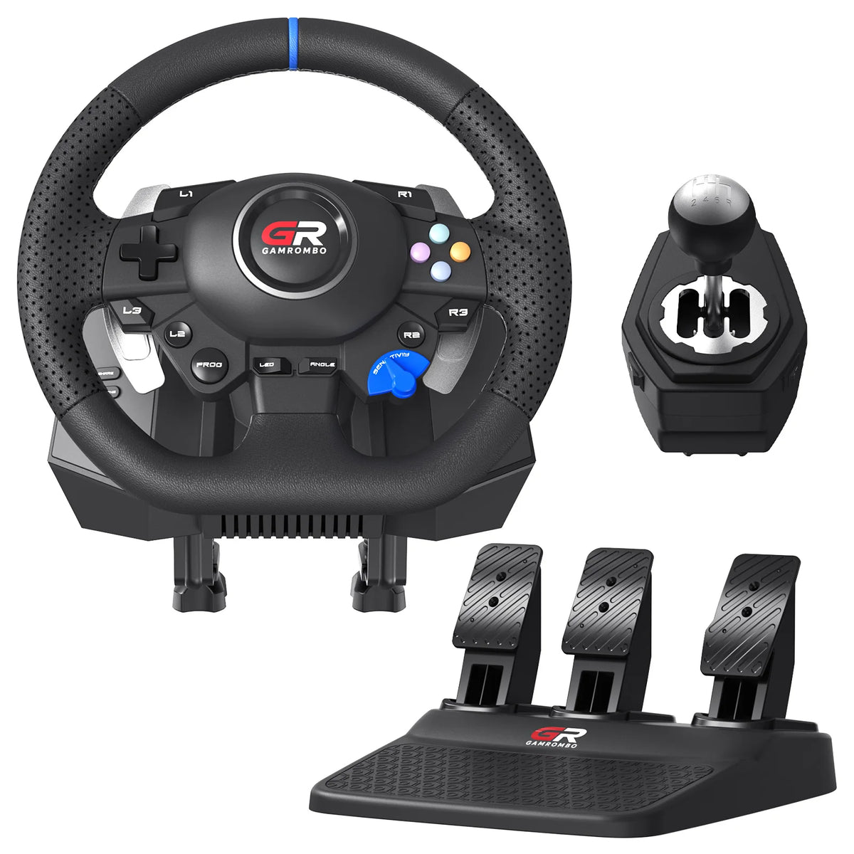 Game Steering Wheel For PS5/PS4/PC Leather 28mm Adjustable 270°-900°Wheels RGB Hall Effect Macro Linear 3Pedals Racing Simulator