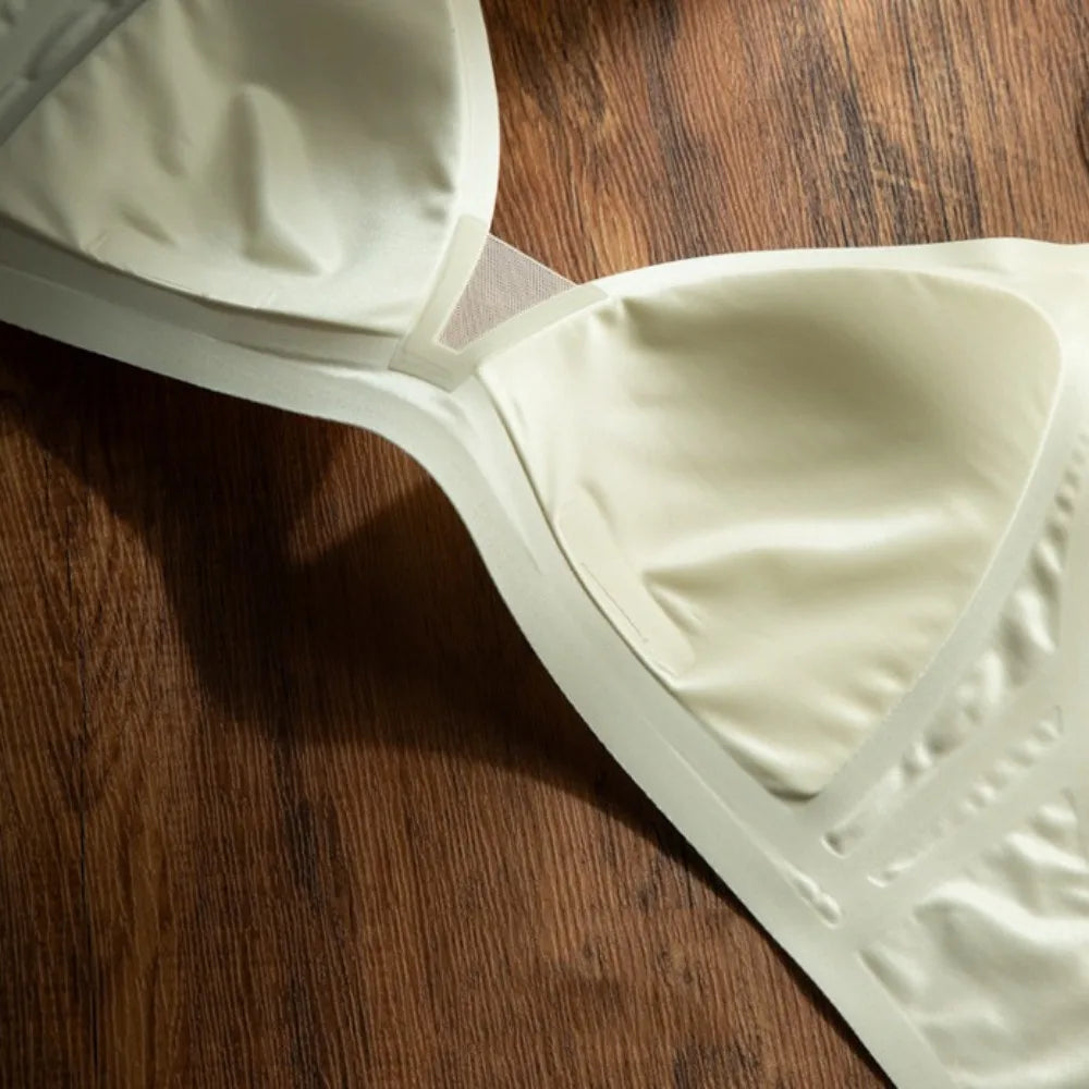 Thin Satin Wireless Deep V Bra Close-fitting Anti-sagging Push Up Underwear Traceless Gathered Breasts Seamless Bras Sport