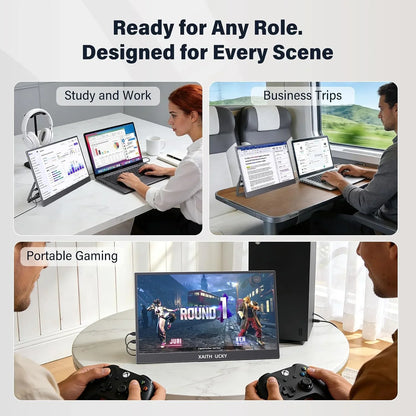 13.3 Inch 2K QHD Portable Monitor, 400 Nits, 100% SRGB, 16:10 Aspect Ratio, Built-in Speakers, VESA Mountable, Integrated Hidden