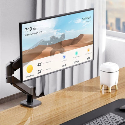 Single Monitor Arm Desk Mount for 17" to 32" Screen, Maximum load capacity 10KG Full Motion Articulating, Clamp and Grommet Base