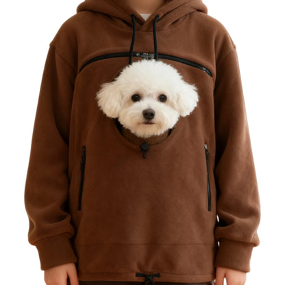 Handmade Emerald Bouclé Pet Hoodie Carrier – Soft Dog & Cat Pullover with Pocket, Cozy Sling Alternative for Chihuahua