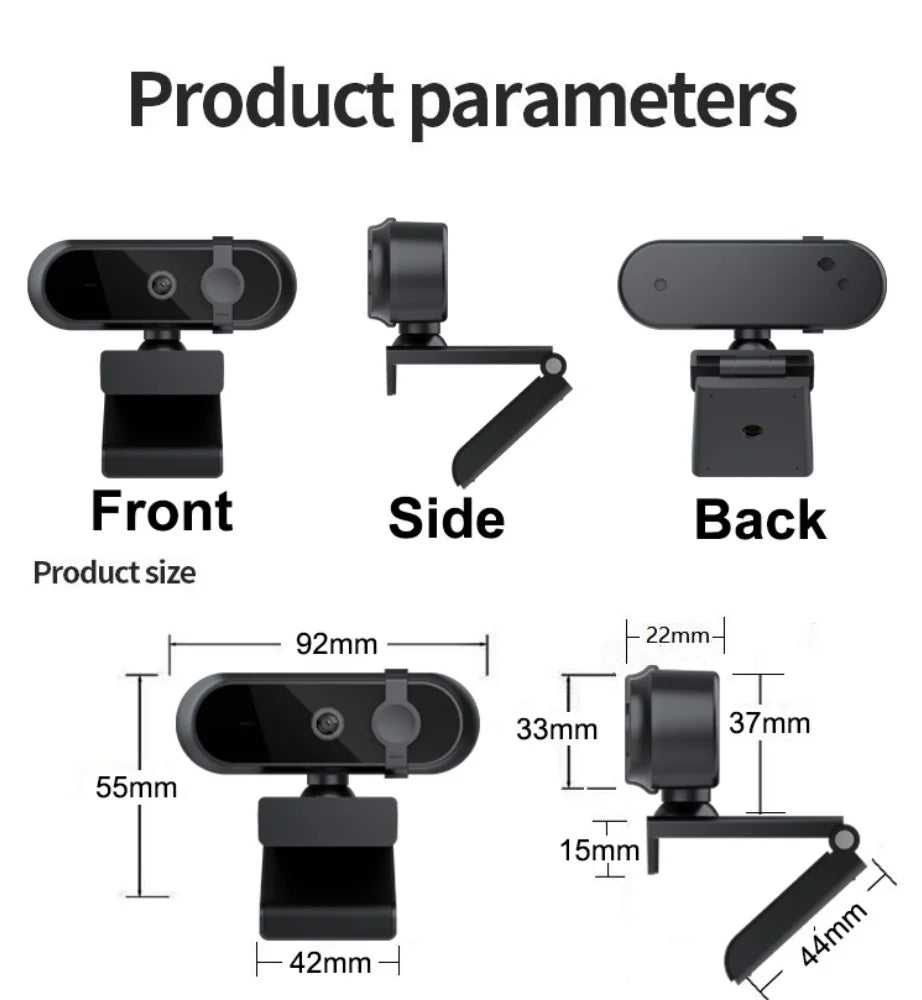 4K 2K Autofoucs Microphone Webcam 30fps Full HD for Gamer Live Video Calling Online Meeting Driver Free USB Plug Privacy Cover