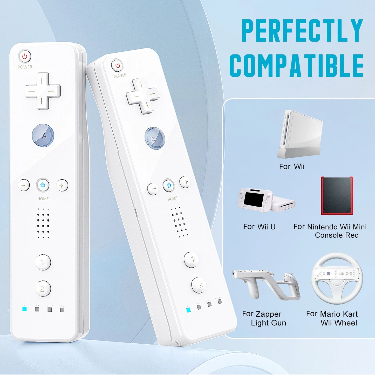 Nintendo Wii Trådlös Handkontroll 2-i-1 – Med/Utan MotionPlus, Silikonskål, Bluetooth, Wii/Wii U/Wii Mini