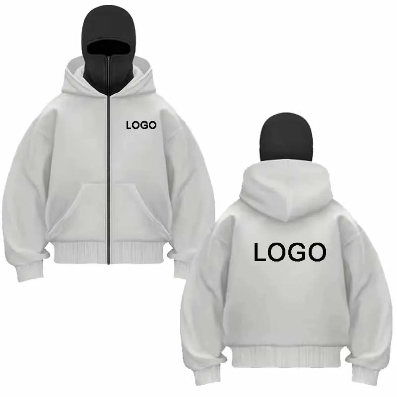 Hoodie Dubbelhuva & Ninja-mask Eget Tryck – Dragkedja | Reklamkläder & Profilprodukter