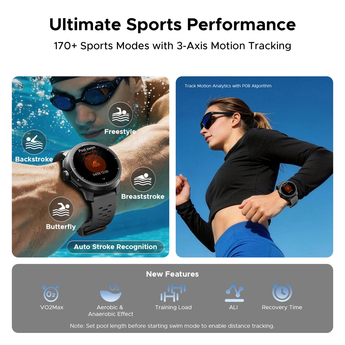DOOGEE ANYMOVING M1 PRO Smart Watch 1.5" AMOLED Dual Band GPS Smart Watch with Offline Maps 170+ Sports Modes Fitness Watch 15-Day Battery AI Voice Assistant 5ATM Waterproof Outdoor GPS Watch