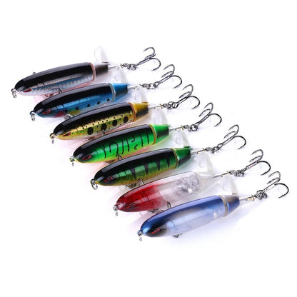 1pcs 10cm 14cm Topwater Spinner Fishing Lure Popper Artificial Pencil Hard Bait Propeller Rotating Tail Fishing Tackle Swimbait