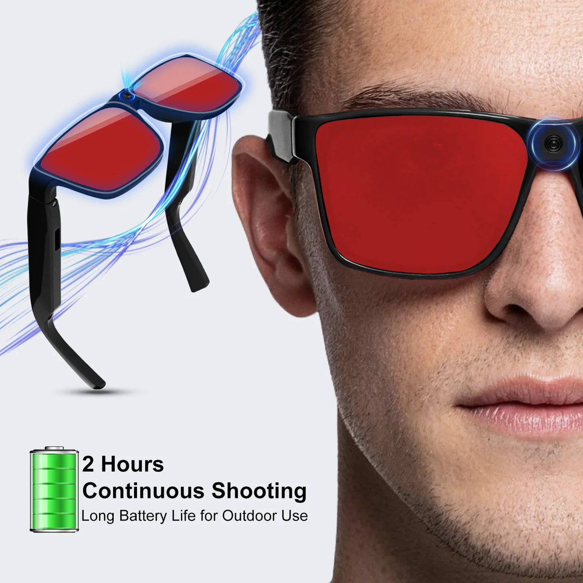 Intelligent AI Sunglasses HD with 800W Pixel Shooting and Camera for Recording Bluetooth Music Calling Outdoor Sports Shooting