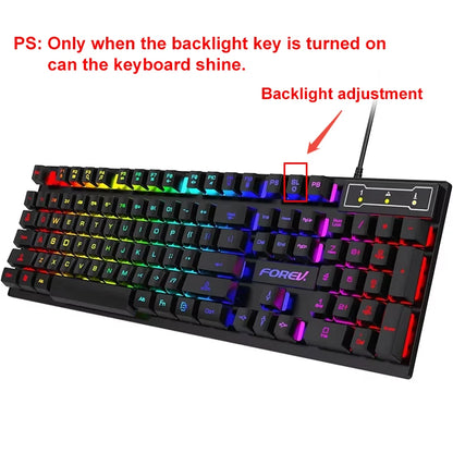 104 Key Backlit Mechanical Keyboard Wired Gaming Keyboard Waterproof Luminous Keyboard And Mouse Set for Gamer PC Laptop Office