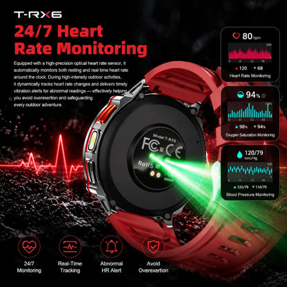 New T-RX6 Ultra Outdoor Sports Smart Watch GPS Compass  Barometer IP68 Waterproof Call Blood Oxygen Military Smartwatch For Men