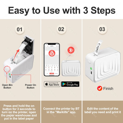 Marklife M1 Trådlös Bluetooth Termisk Etikettskrivare – Bläckfri Mini Portabel App-styrd 12–15mm Hem Kontor 2026