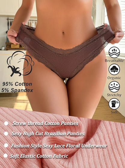 7PCS/Set Women Sexy Lace Panties Cotton Seamless Brazilian Panties Female Sexy Low Rise Soft Underwear G-String Lingerie S-XL