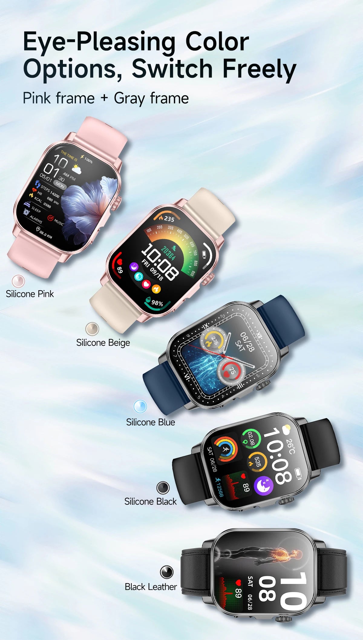 Nursing Grade New ECG+PPG Healthy Diagnose Smart Watch Men Body Analysis Blood Pressure Lipid Uric Acid NFC Health Tracker Watc