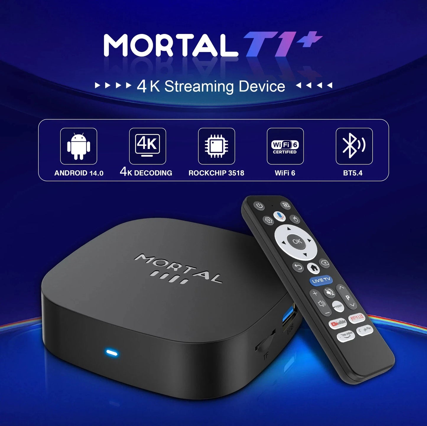 2026 New Smart TV Box T1+ RK3518 Android 14 WiFi 6 BT 5.4 Dual UI Interface 4K Ultra HD  Smart Media Player