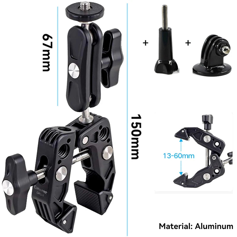 For Insta 360 X5 X4 X3 GO 3S Motorcycle Bicycle Clip Bracket for GoPro 13 12 11 DJI Action 6 Bike Selfie Stick Camera Accessory