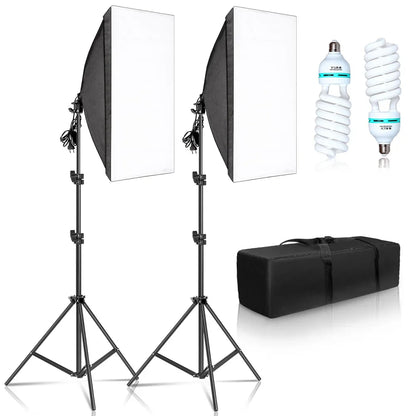 SH 1pc-3Pcs Photography 50x70CM Softbox Lighting Kits Professional Light System With E27 Photographic Bulbs Photo Studio
