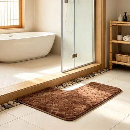 80x80cm New L-shaped Bath Mat Cobblestone Memory Foam Super Absorbent Non-Slip Corner Mat for Bathroom Shower Toilet Home Decor