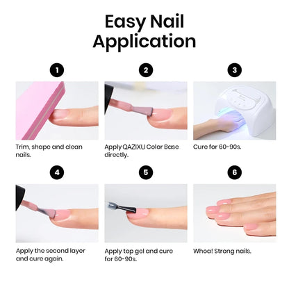 QAZIXU 8ml Rubber Base Gel Nail Polish Set 6 Colors Jelly Pink Natural Color Semi Permanent Soak Off UV LED Nail Art DIY
