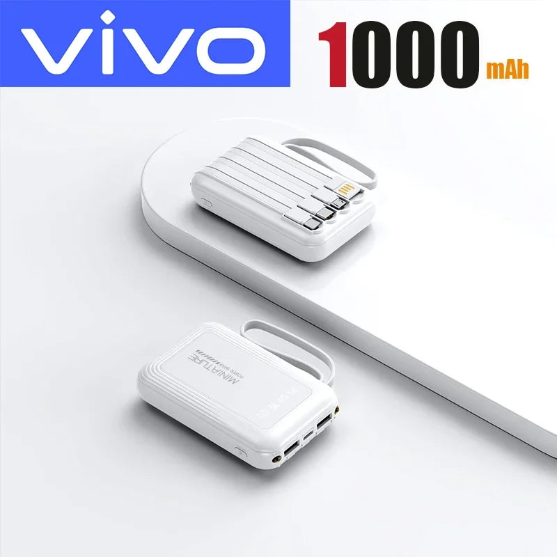 VIVO New 50000mAh Capacity Power Bank Fast Charging Mini 4 Cables Portable External Battery Type C For iPhone Samsung Android