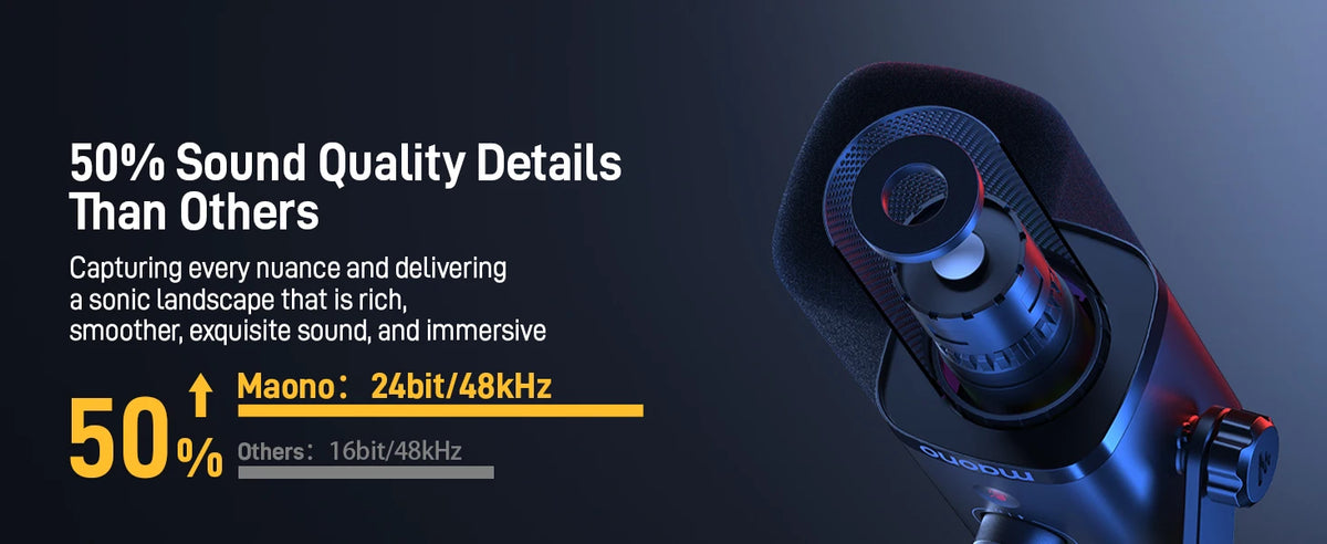 MAONO PD100X Dynamic Microphone. Software Noise Reduction Included. RGB Gaming Mic. Enhances Gaming Experience. Ideal for Record