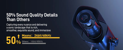 MAONO PD100X Dynamic Microphone. Software Noise Reduction Included. RGB Gaming Mic. Enhances Gaming Experience. Ideal for Record