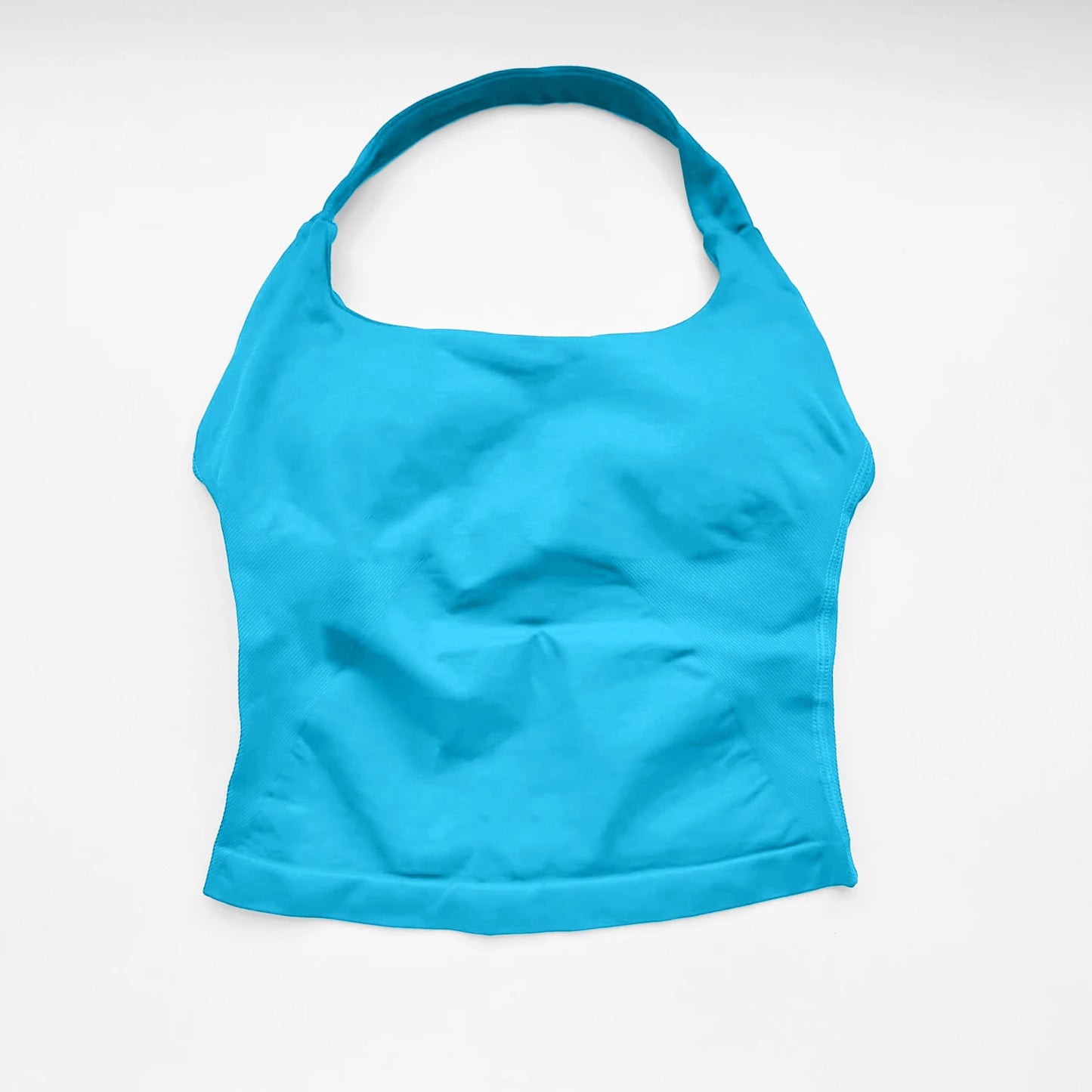 NCLAGEN Impact Halter Top Women Open Back Seamless Longline Tank Padded Yoga Fitness Workout Running Activewear Clothes