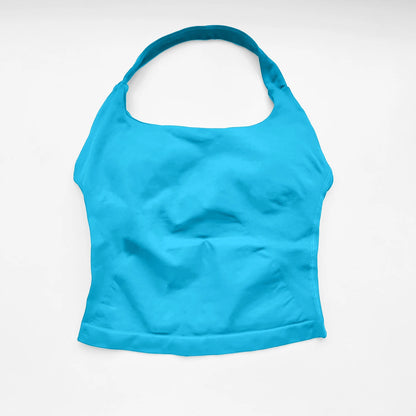 NCLAGEN Impact Halter Top Women Open Back Seamless Longline Tank Padded Yoga Fitness Workout Running Activewear Clothes