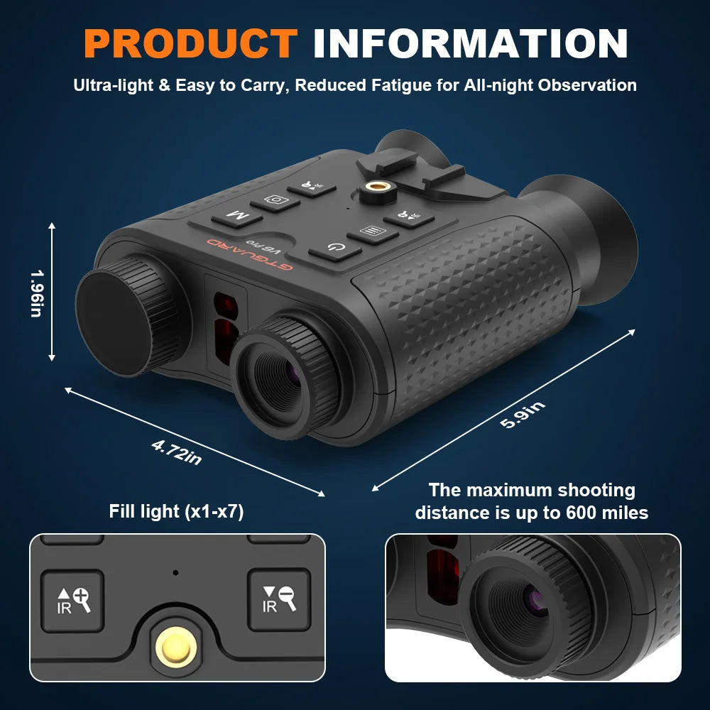 GTMEDIA V6 PRO Infrared 4K Night Vision Binoculars Goggles 8X Digital Zoom 300M Full Darkness Photo&Video Telescope for Hunting