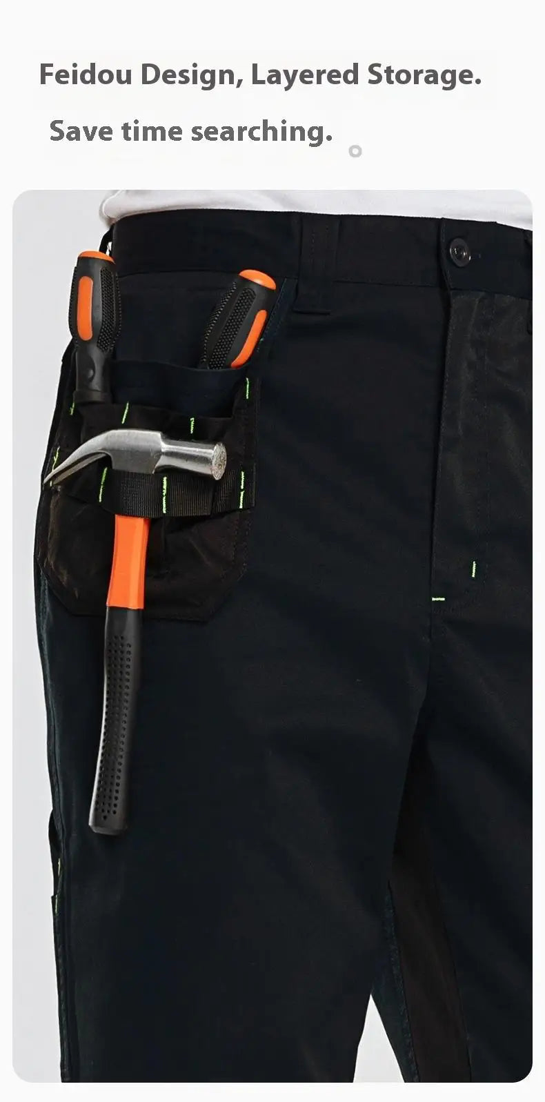 Spring And Autumn Elastic Work Pants Repair Workshop Wear Resistant Reinforced Multi Pocket Welding Pants