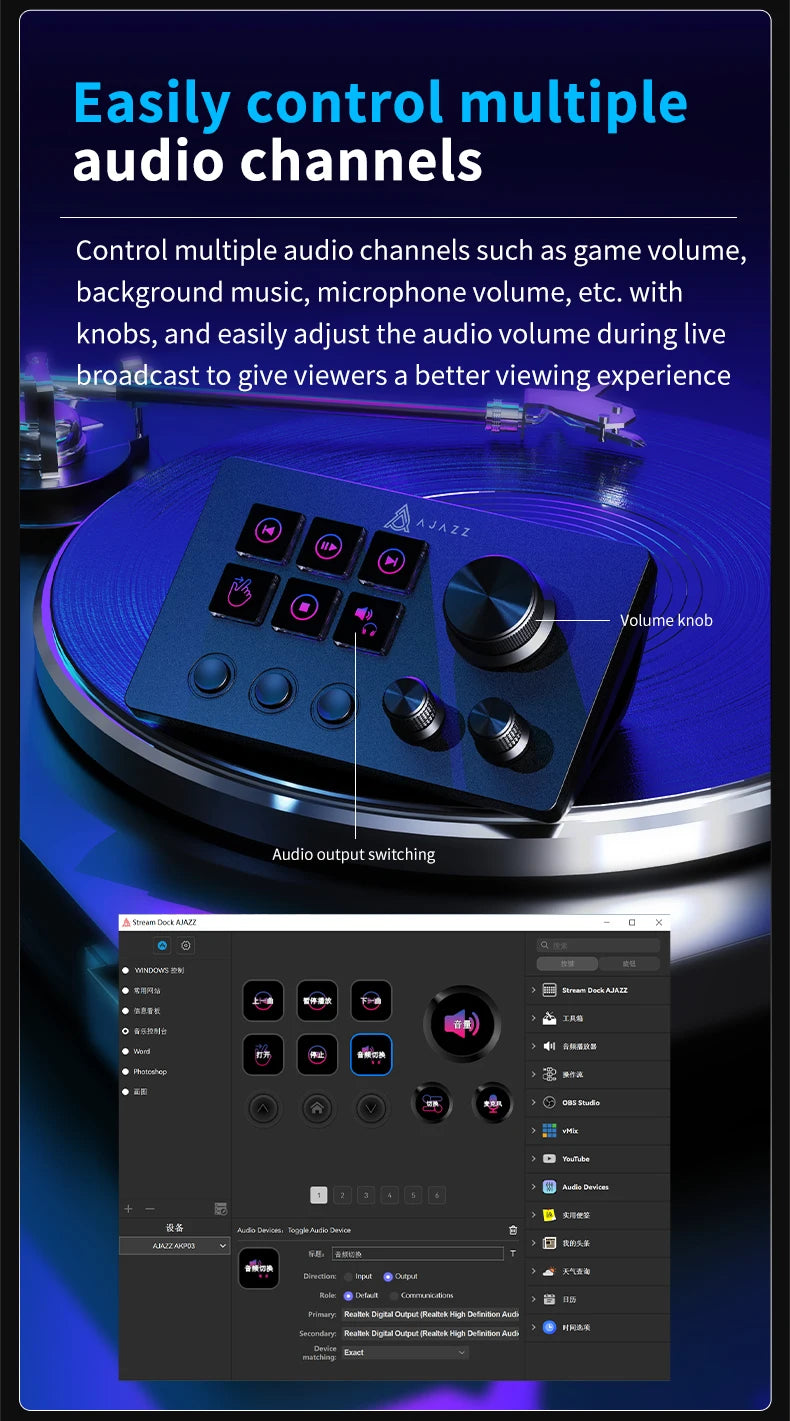 AJAZZ AKP03 Desktop Control Panel, Programmable Keypad for Stock Trading Live Streaming Audio Mixing, Shortcut Controller