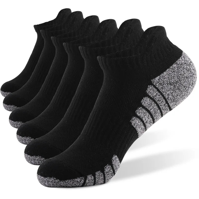 6pairs thickened towel bottom running socks mesh boat socks non-slip breathable sports socks Low cut Men's socks Women's socks