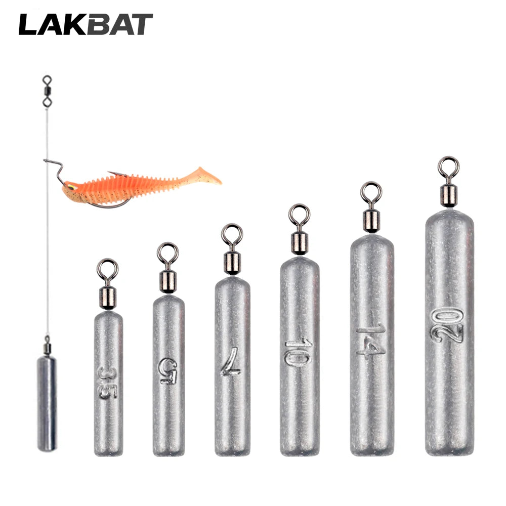 Fishing Weight 10PCS 3.5g 5g 7g 10g 14g 20g Tube Bullet Quick Rod Jig Head Casting Metal Tackle Kit Pesca Tool Plumb Pendant